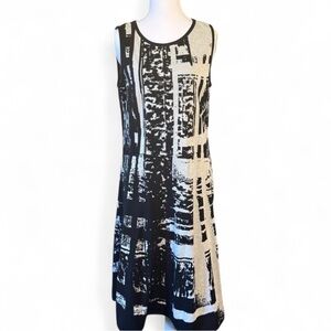 Simply Vera Vera Wang Sleeveless Knit Dress Black Beige Abstract Print Size L